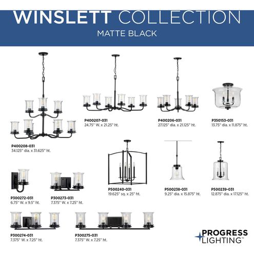 Winslett 3 Light 14 inch Matte Black Semi-Flush Mount Convertible Ceiling Light